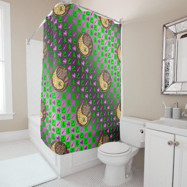 Sagittarius & Earth Goat Shower Curtain (In Situ)