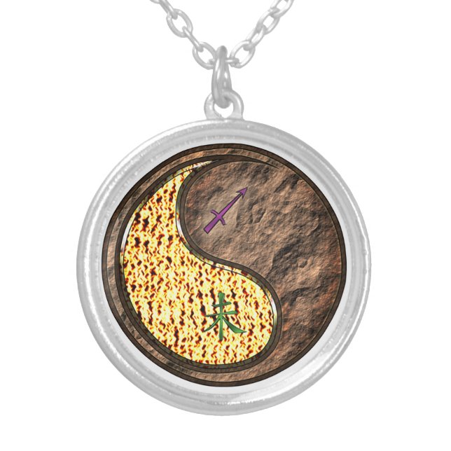 Sagittarius & Earth Goat Silver Plated Necklace (Front)