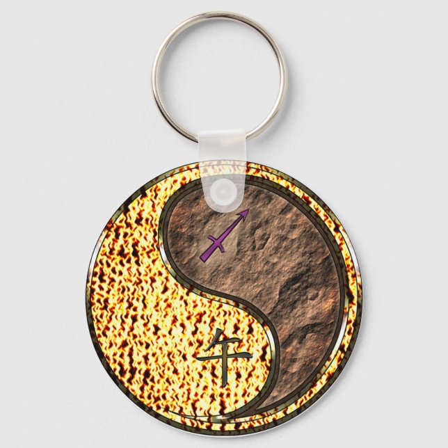 Sagittarius & Earth Horse Keychain (Front)