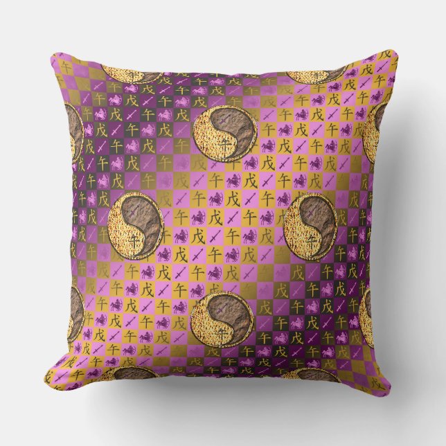 Sagittarius & Earth Horse Throw Pillow (Front)