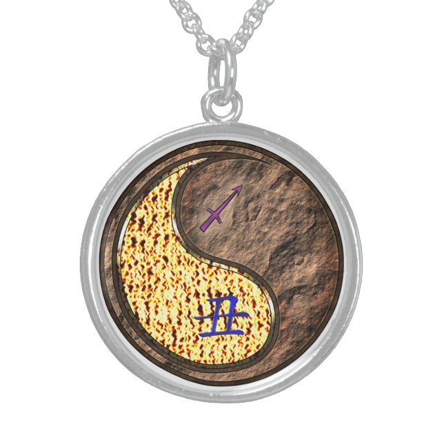 Sagittarius & Earth Ox Sterling Silver Necklace (Front)