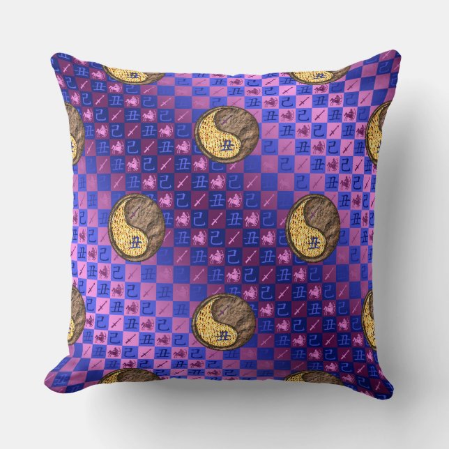 Sagittarius & Earth Ox Throw Pillow (Front)