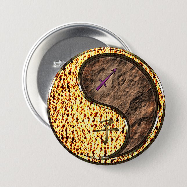 Sagittarius & Earth Rat Button (Front & Back)