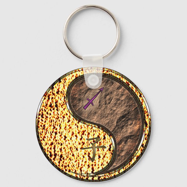 Sagittarius & Earth Rat Keychain (Front)