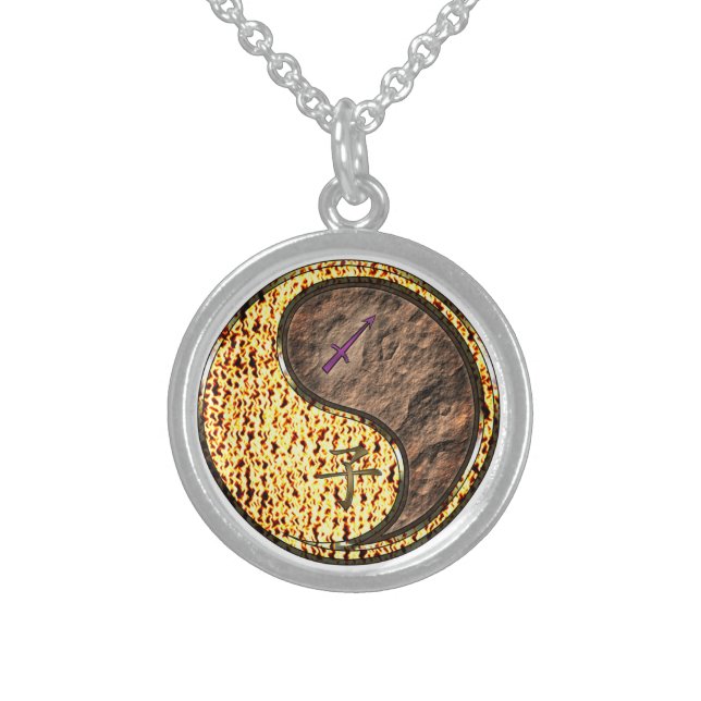 Sagittarius & Earth Rat Sterling Silver Necklace (Front)
