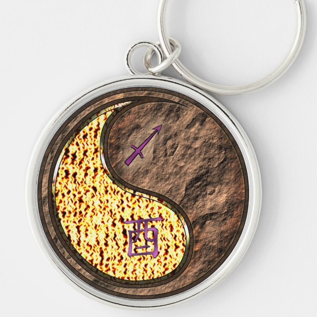 Sagittarius & Earth Rooster Keychain (Front)