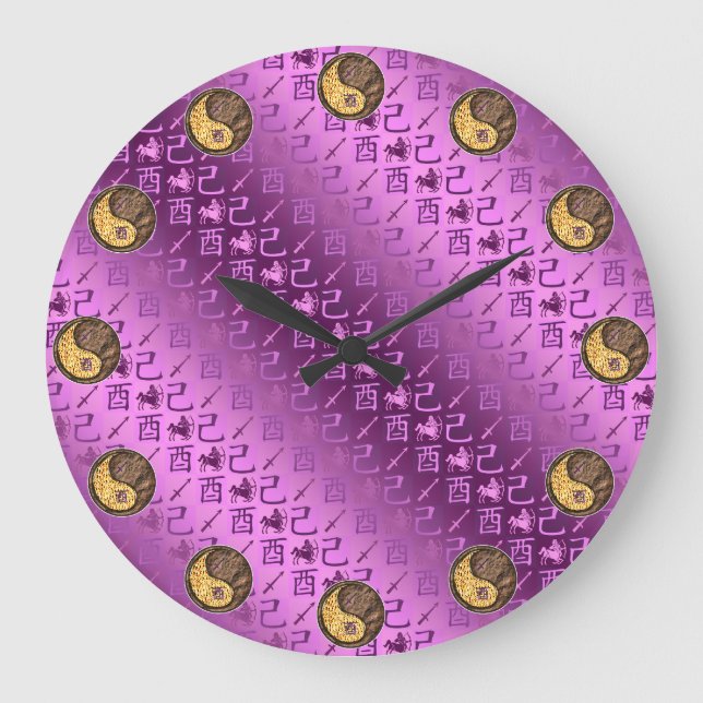 Sagittarius & Earth Rooster Large Clock (Front)