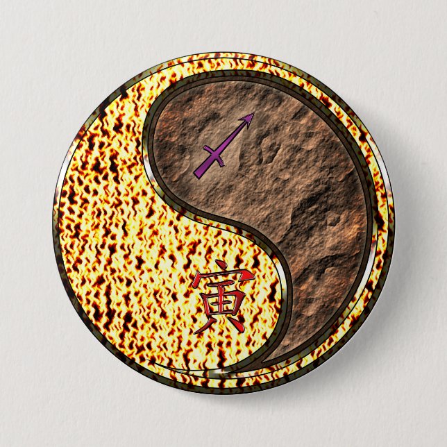 Sagittarius & Earth Tiger Button (Front)