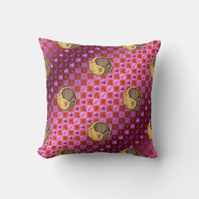Sagittarius & Earth Tiger Throw Pillow (Front)