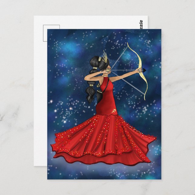 Sagittarius Female Goddess Fashion Illustration  Postcard (Front/Back)