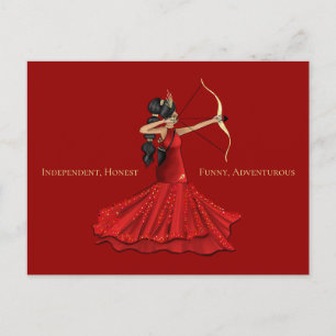 Sagittarius Female Goddess - Red Postcard