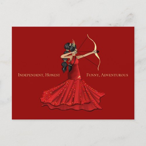Sagittarius Female Goddess _ Red  Postcard