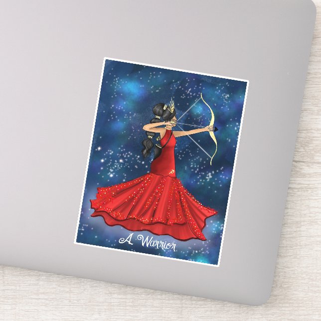 Sagittarius Female Goddess With Custom Text Sticker (Detail)