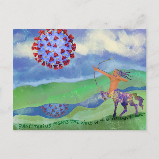 Sagittarius Fights the Covid Virus Postcard (Front)