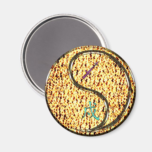 Sagittarius & Fire Dog Magnet (Front/Back)