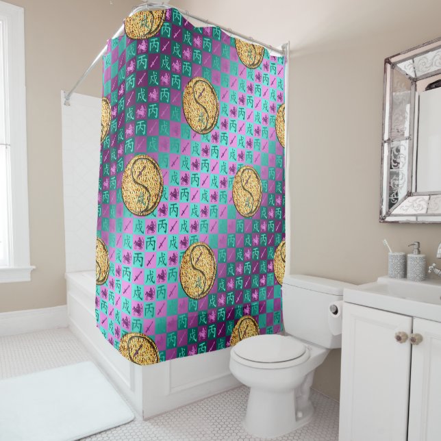 Sagittarius & Fire Dog Shower Curtain (In Situ)