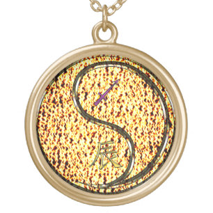 Sagittarius & Fire Dragon Gold Plated Necklace