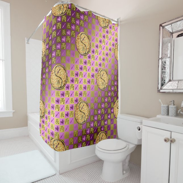 Sagittarius & Fire Dragon Shower Curtain (In Situ)