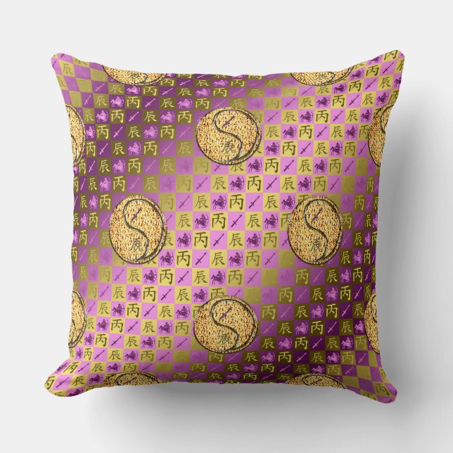 Sagittarius & Fire Dragon Throw Pillow (Front)