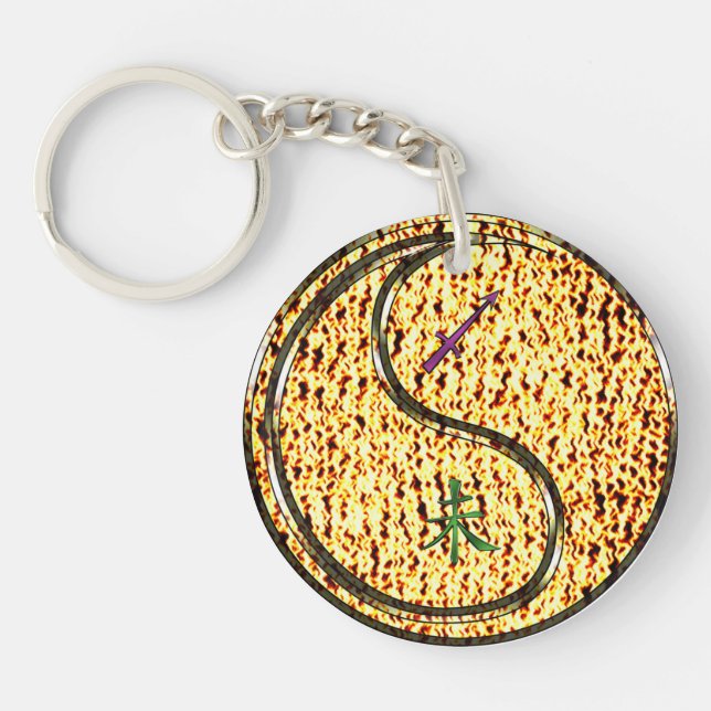 Sagittarius & Fire Goat Keychain (Front)