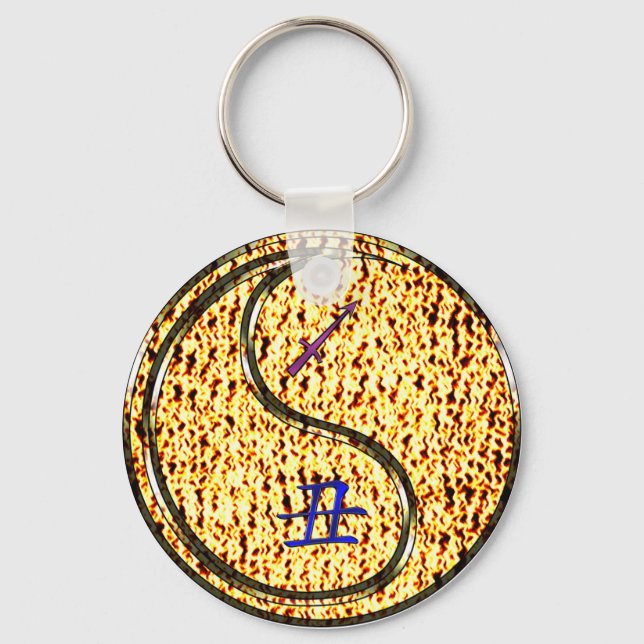 Sagittarius & Fire Ox Keychain (Front)