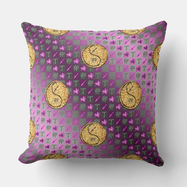 Sagittarius & Fire Rabbit Throw Pillow (Front)