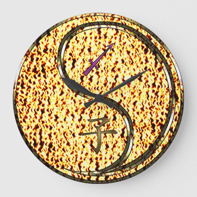 Sagittarius & Fire Rat Large Clock (Front)