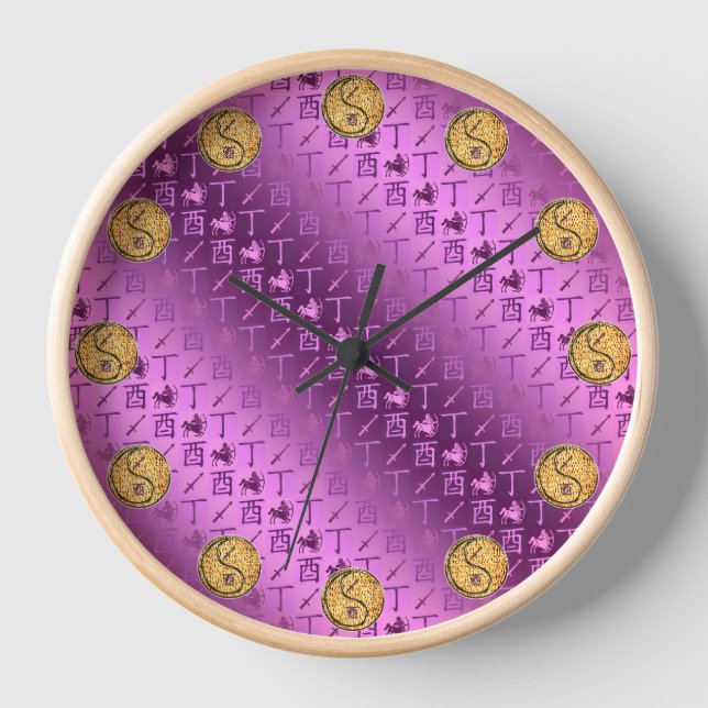 Sagittarius & Fire Rooster Clock (Front)