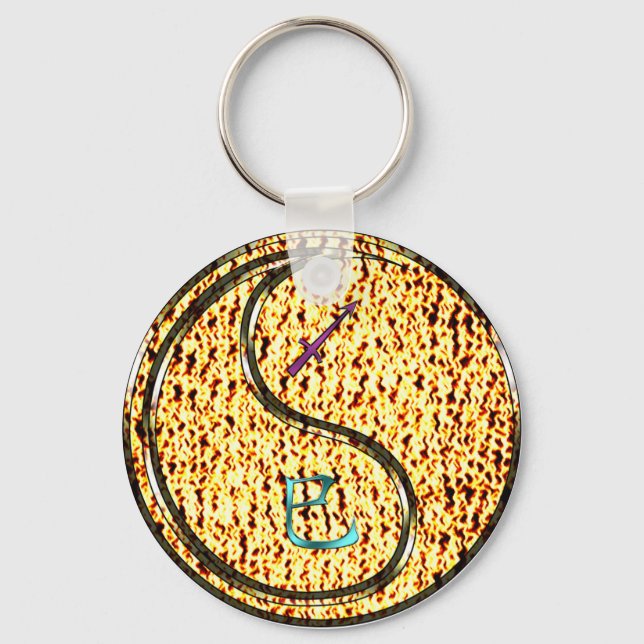 Sagittarius & Fire Snake Keychain (Front)