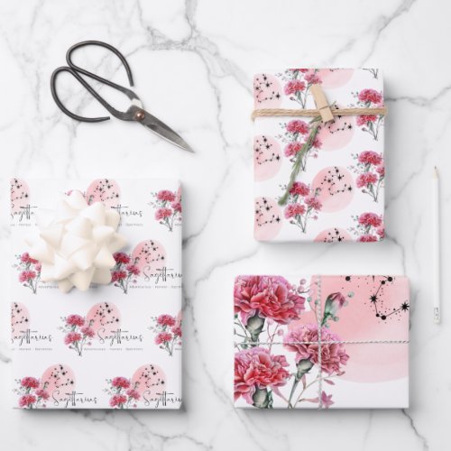 Sagittarius Floral Wrapping Paper Sheets 