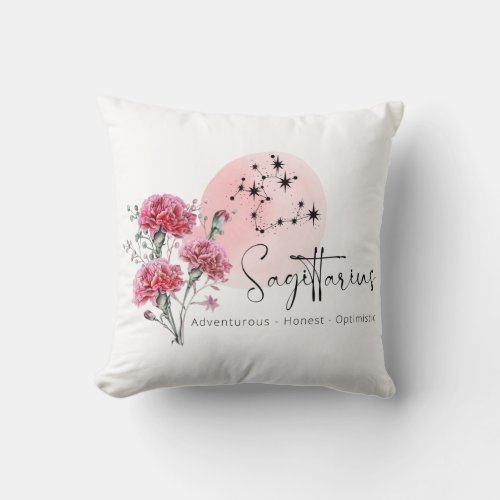 Sagittarius Flower Throw Pillow