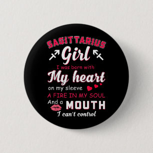 Sagittarius Girl Funny Quote With Zodiac Sign Button