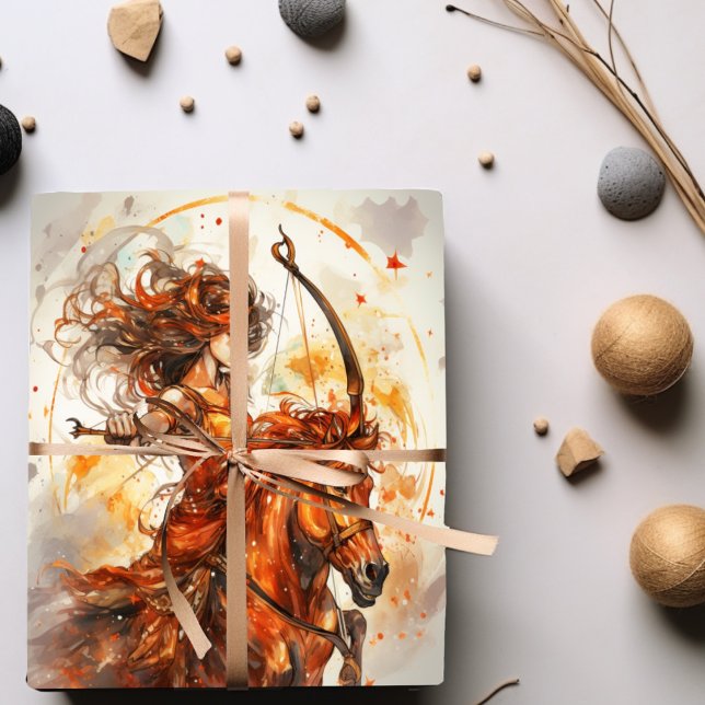 sagittarius girl zodiac birthday  wrapping paper sheets (Creator Uploaded)