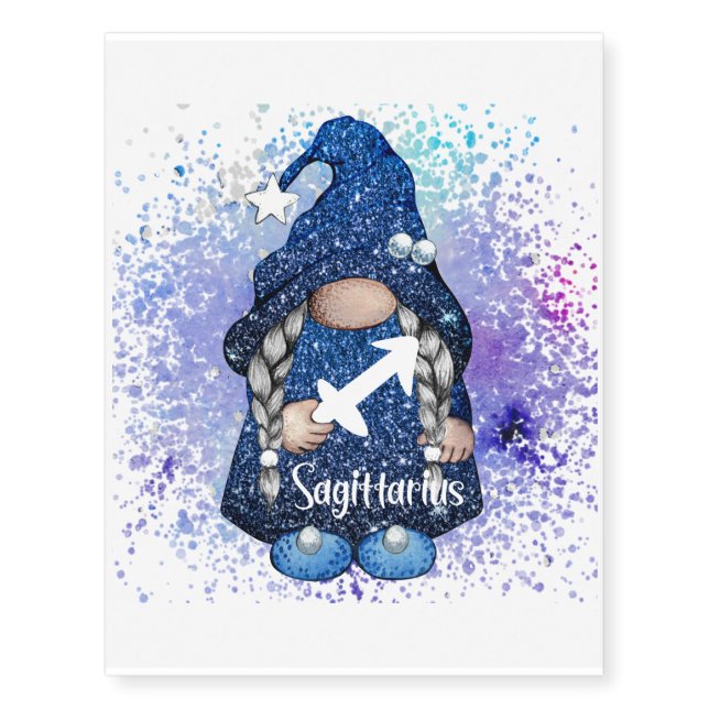Sagittarius Gnome Temporary Tattoos (Front)