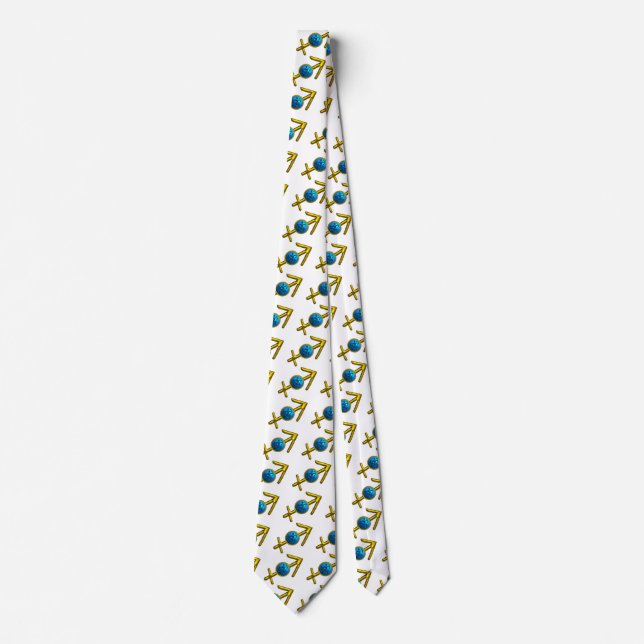 SAGITTARIUS GOD BLUE ZODIAC BIRTHDAY JEWEL NECK TIE (Front)