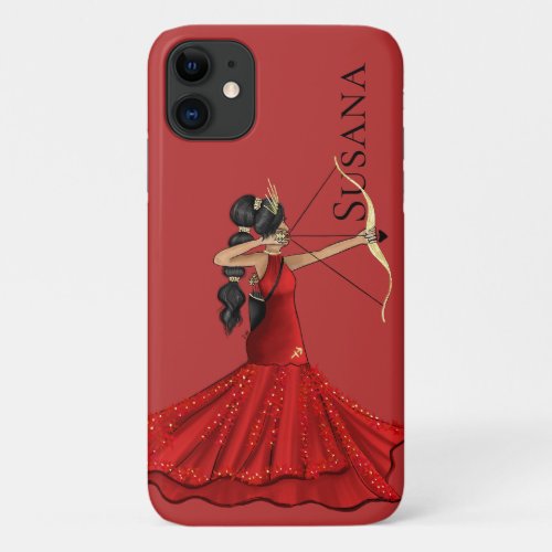 Sagittarius Goddess With Bow and Arrow Custom Name iPhone 11 Case