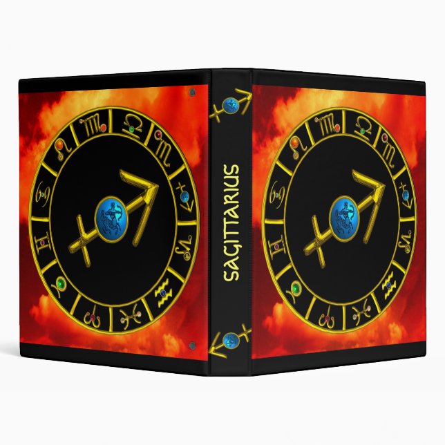 SAGITTARIUS Gold Blue Red Zodiacal Astrology Chart Binder (Background)