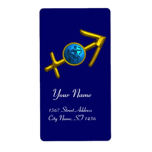 SAGITTARIUS GOLD BLUE ZODIAC BIRTHDAY JEWEL LABEL