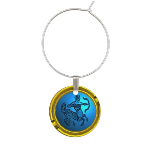 SAGITTARIUS GOLD BLUE ZODIAC BIRTHDAY JEWEL WINE CHARM