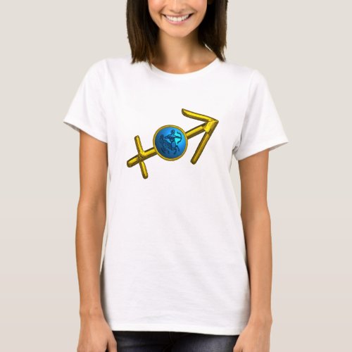 SAGITTARIUSGOLD BLUE ZODIAC BIRTHDAY SIGN JEWEL T_Shirt