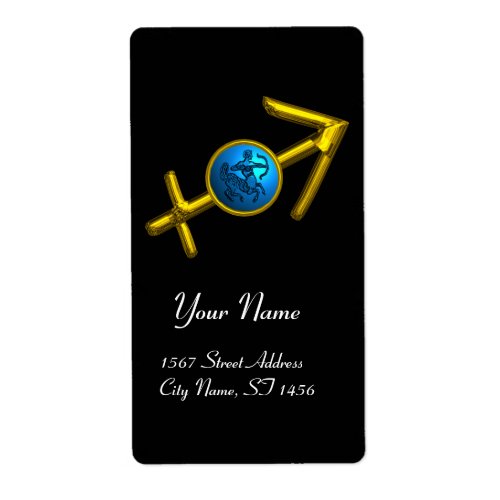 SAGITTARIUSGOLD BLUE ZODIAC BIRTHDAY SIGN LABEL