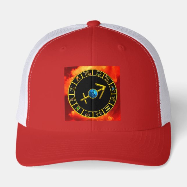 SAGITTARIUS Gold Blue Zodiac Jewel Astrology Chart (Front)