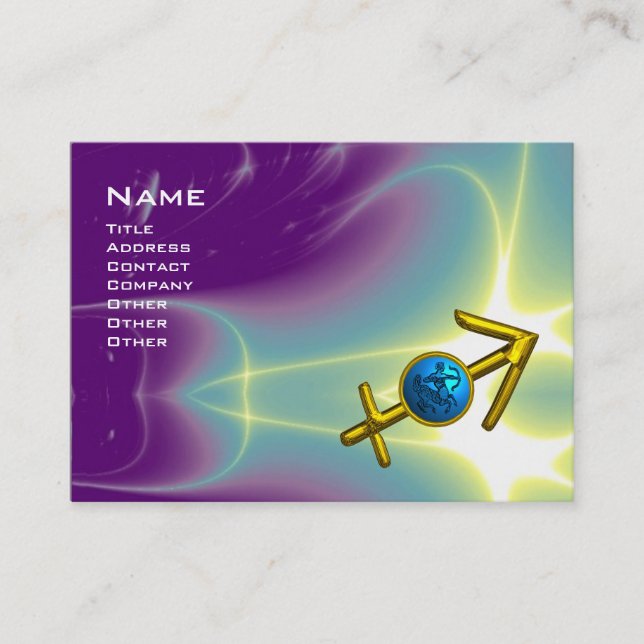 SAGITTARIUS GOLD JEWEL IN LIGHT WAVES BUSINESS CARD (Front)