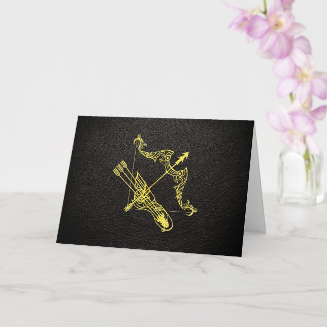 Sagittarius Gold on Leather Card (Orchid)