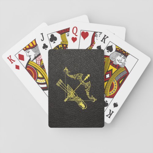 Sagittarius Gold on Leather Playing Cards