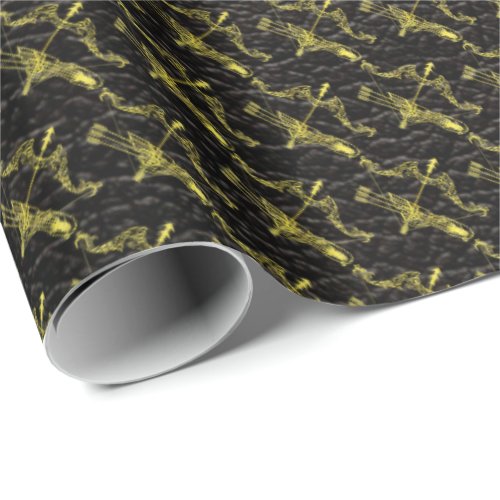 Sagittarius Gold on Leather Wrapping Paper