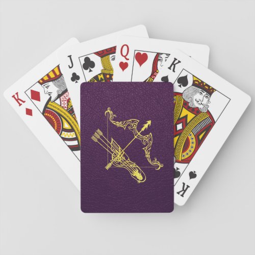 Sagittarius Gold on Purple Leather Poker Cards