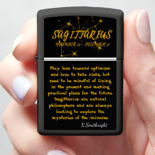 Sagittarius Golden Optimistic Zodiac Gift Zippo Lighter