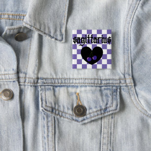 Sagittarius Gothic Aesthetic Checkered Cherries Button