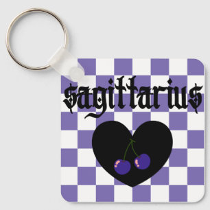Sagittarius Gothic Aesthetic Checkered Cherry Art Keychain